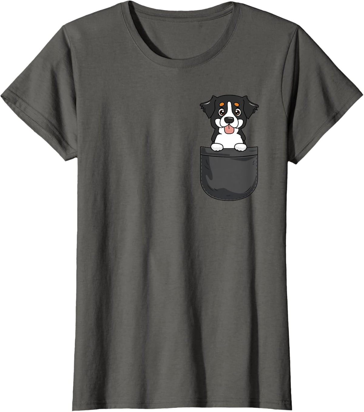 Bernedoodle Mom Dad Dog In Pocket Funny Gift T-Shirt for Men Women Kids - Asphalt Grey