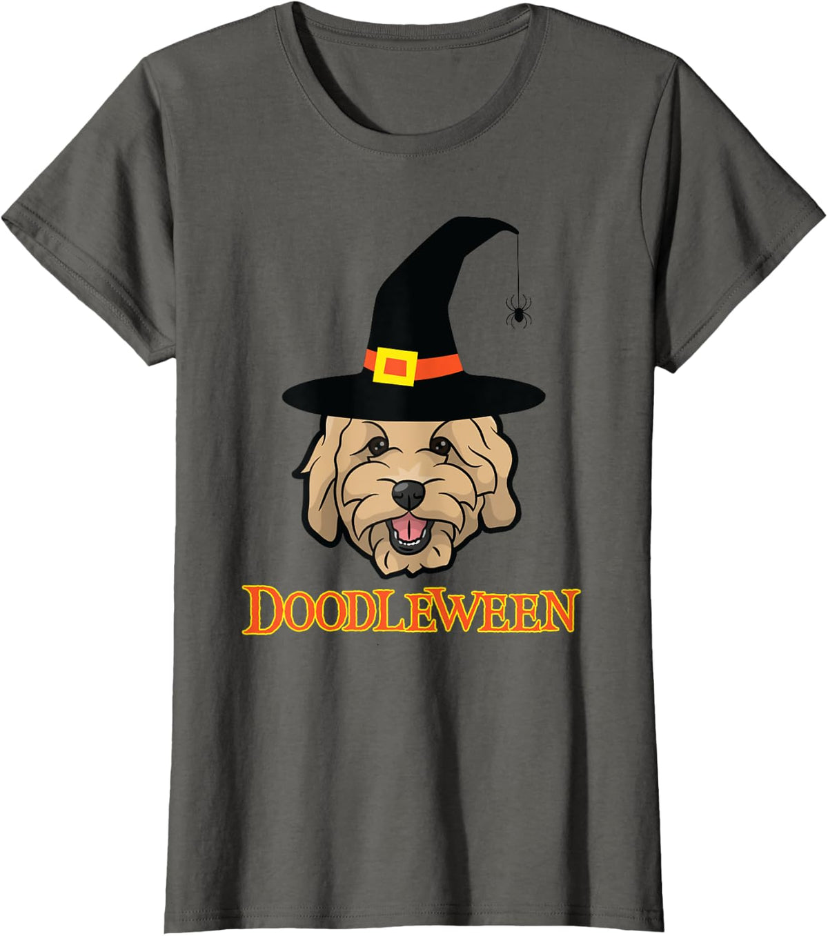 Goldendoodle Halloween - Spooky Golden Doodle Dog T-Shirt - Asphalt Grey