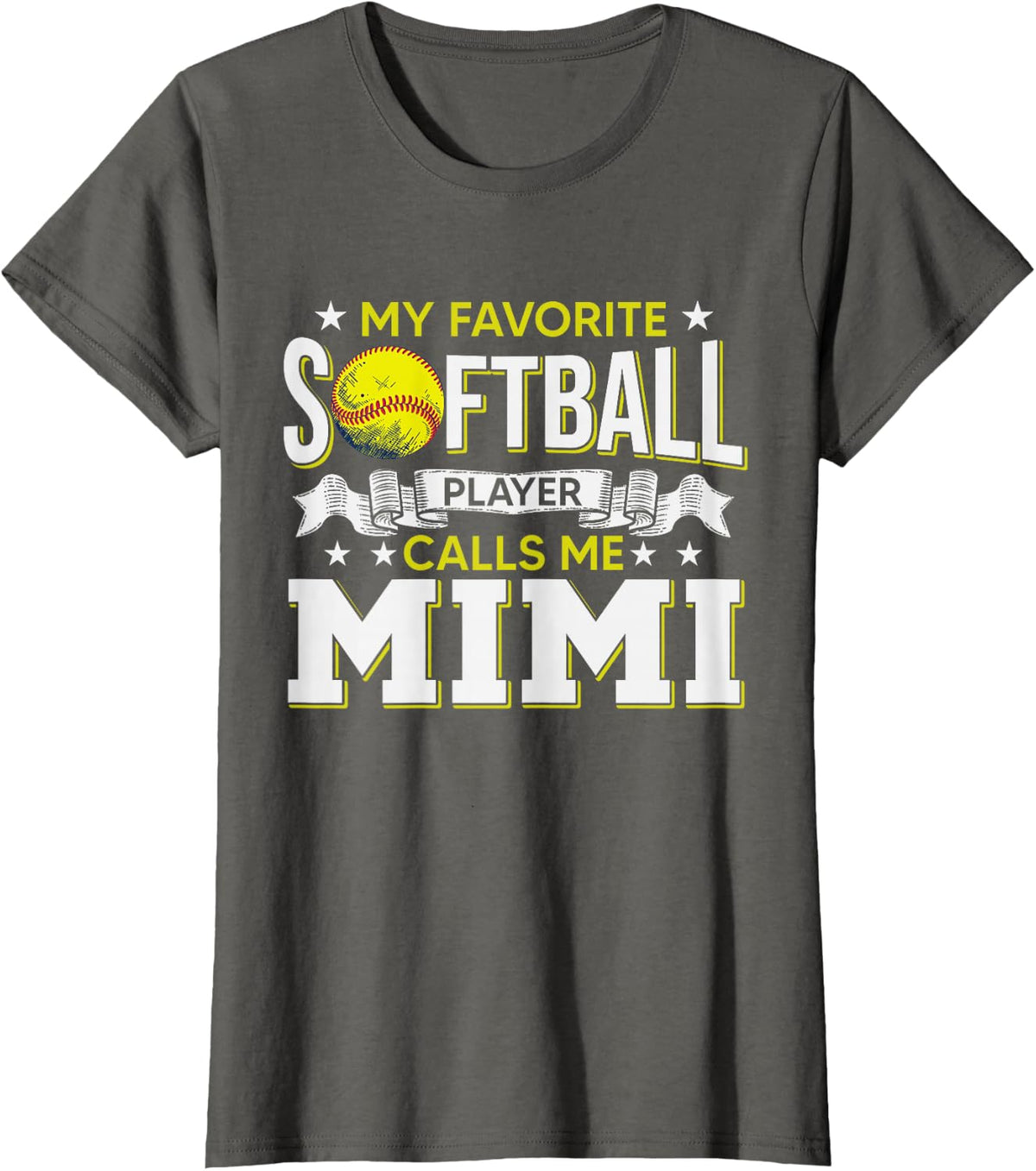 My Favorite Softball Player Calls Me Mimi T-Shirt - Asphalt Grey