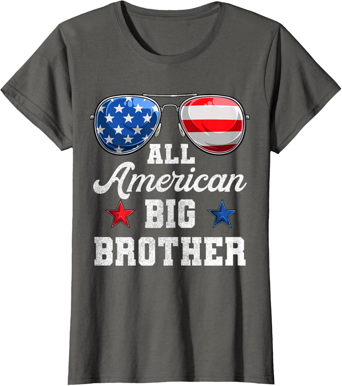 4th of July Family Matching Shirts, All American Big Brother T-Shirt - Asphalt Grey