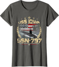 USS Iowa SSN-797 USA Flag Submarine Veteran Patriotic Father T-Shirt - Asphalt Grey