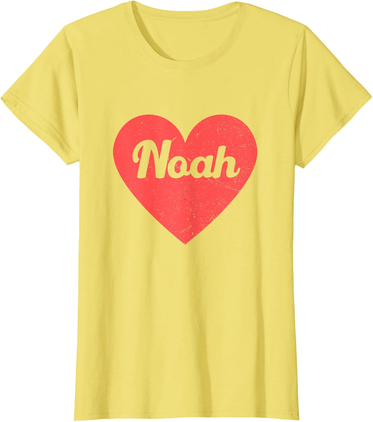 I Heart Noah - First Names And Hearts, I Love Noah T-Shirt - Lemon Yellow