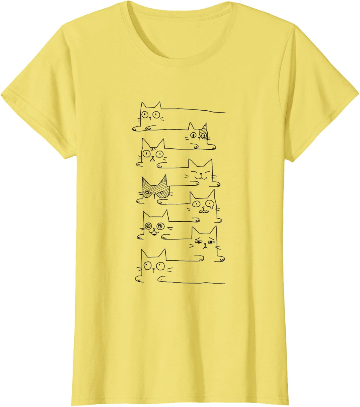 Pile Of Kitty Cats Funny Cute Cat Lover Gift T-Shirt - Lemon Yellow