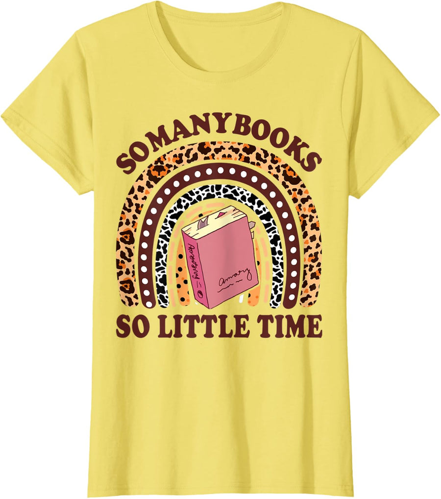 Reading-TShirt So Many Books Little Time Bookworm Teacher T-Shirt - Lemon Yellow