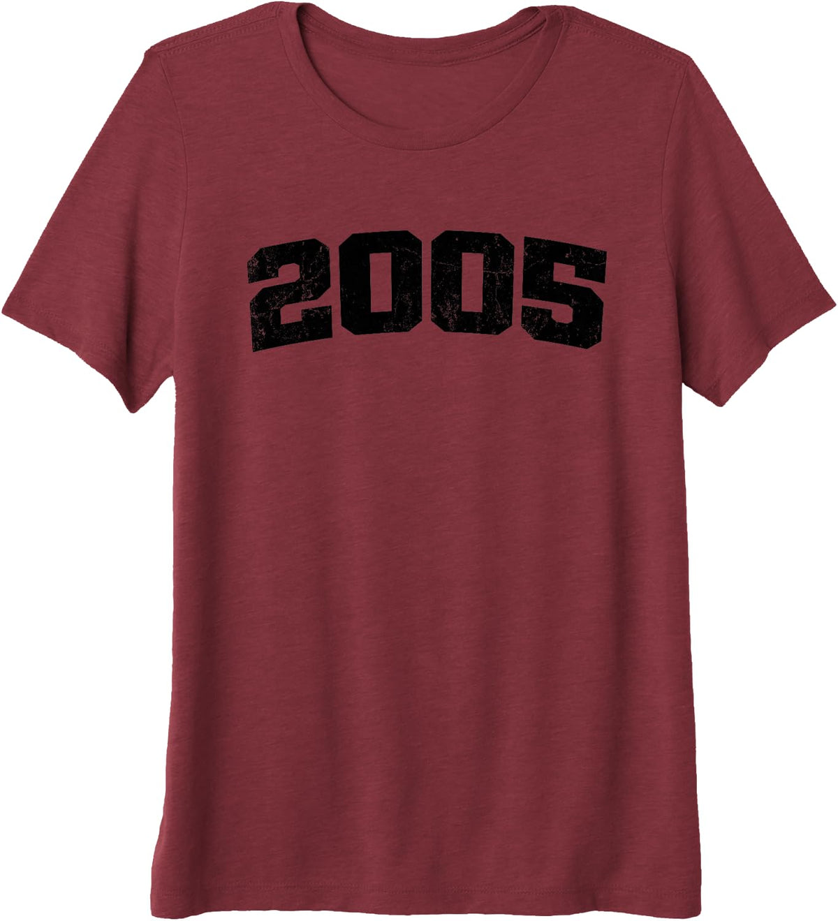 2005 Vintage Arched Varsity Retro Distressed Birthday Year Premium Tri-Blend T-Shirt - Burgundy