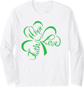 Faith Hope Love Christian Jesus Religious St Patrick's Day Long Sleeve T-Shirt - Adult Unisex White