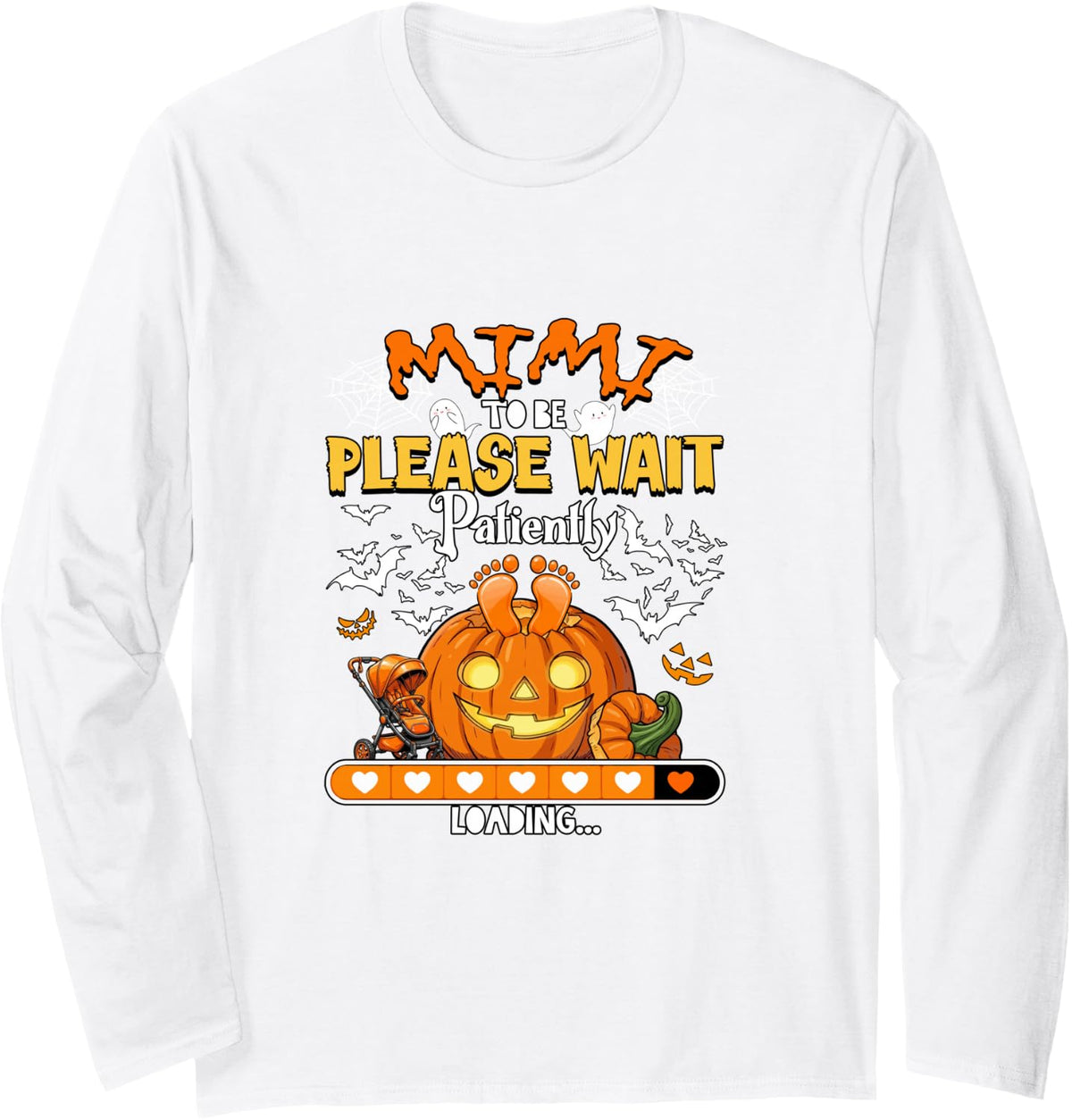 Mimi to Be Wait Patiently Halloween Expecting New Baby Long Sleeve T-Shirt - Adult Unisex White
