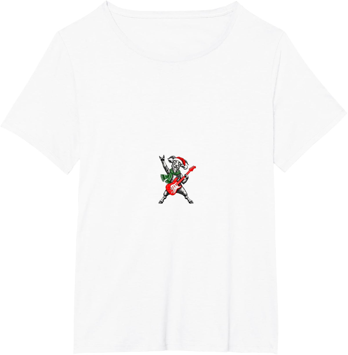 Vintage Goat Rock Playing Guitar Funny Christmas T-Shirt - White