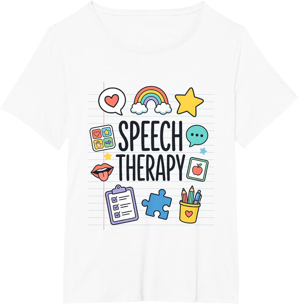 Speech Therapy School Doodles for Pediatric SLPs T-Shirt - White