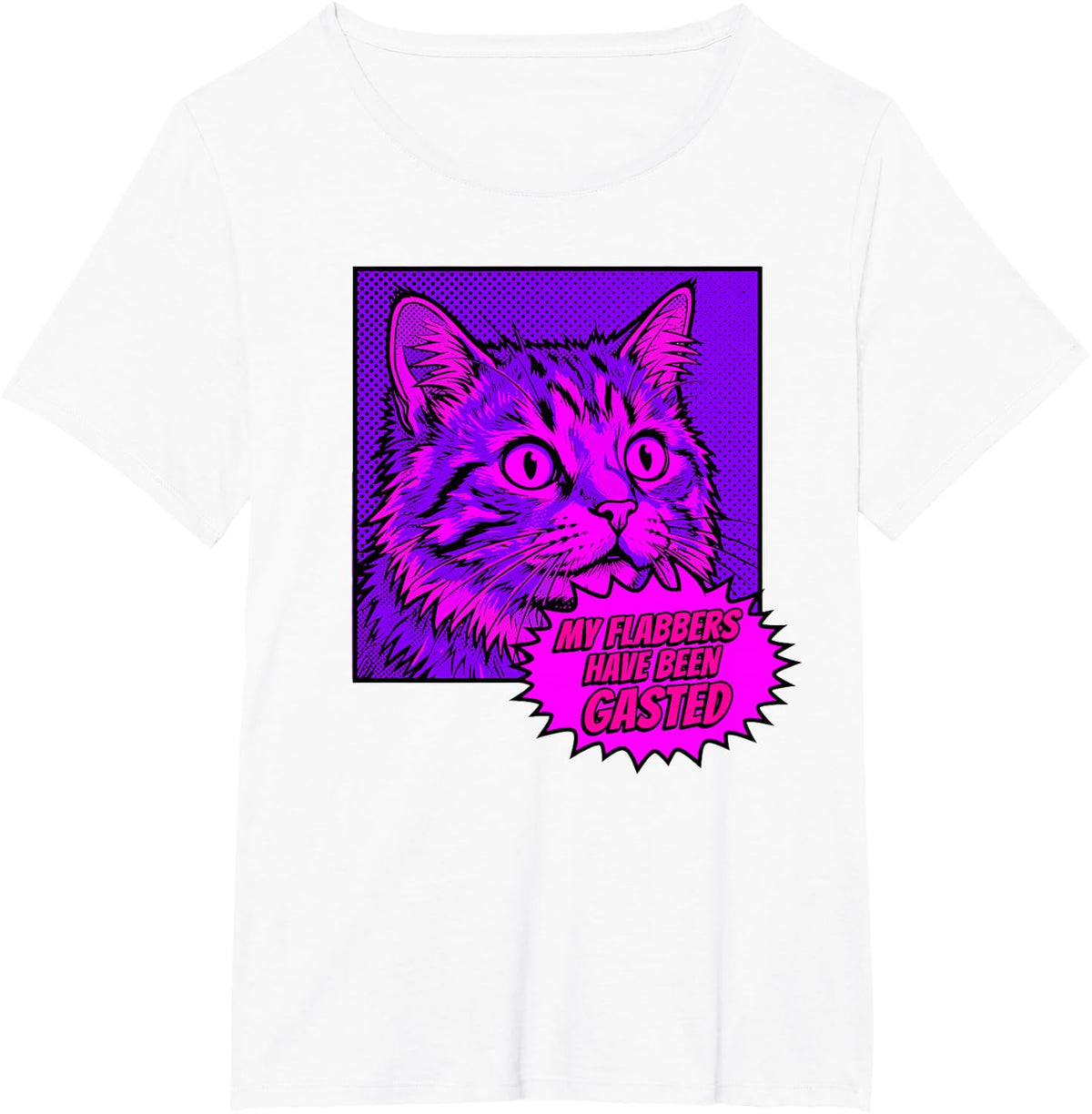 My Flabbers Have Been Gasted Funny Pop Art Cat Meme T-Shirt - White