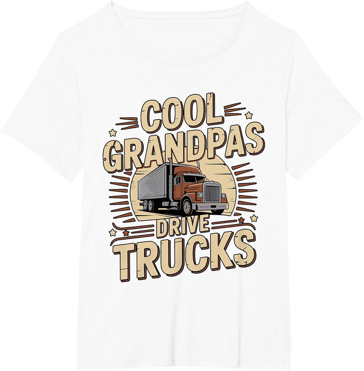 Cool Grandpas Drive Trucks Trucker Truck Driver T-Shirt - White