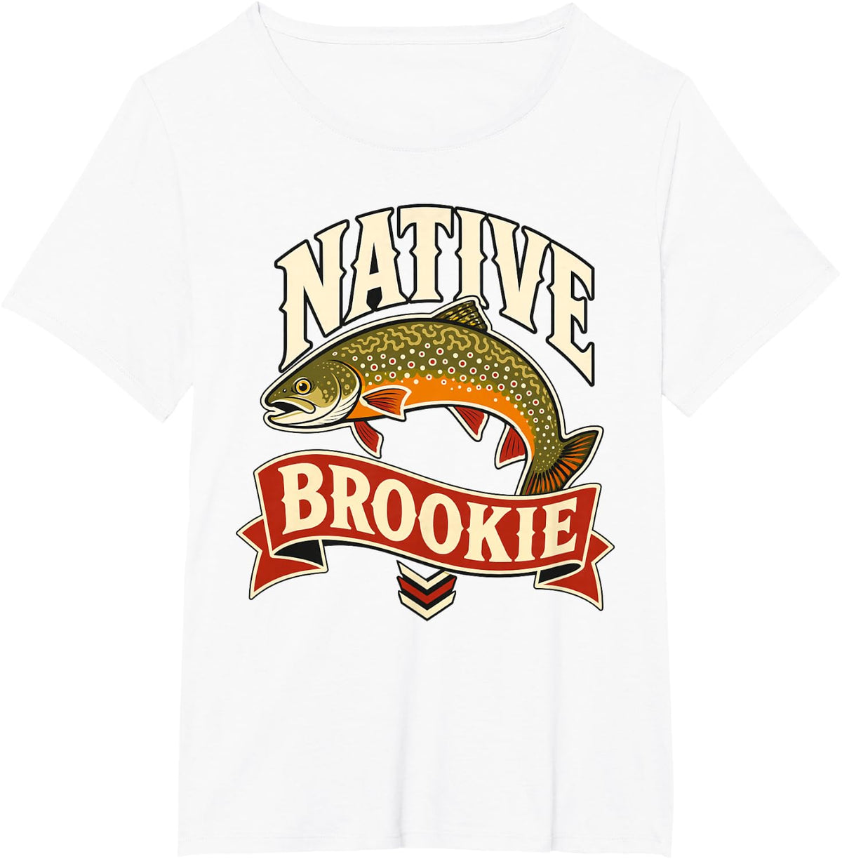Native Brookie Brook Trout Fishing Angler T-Shirt - White