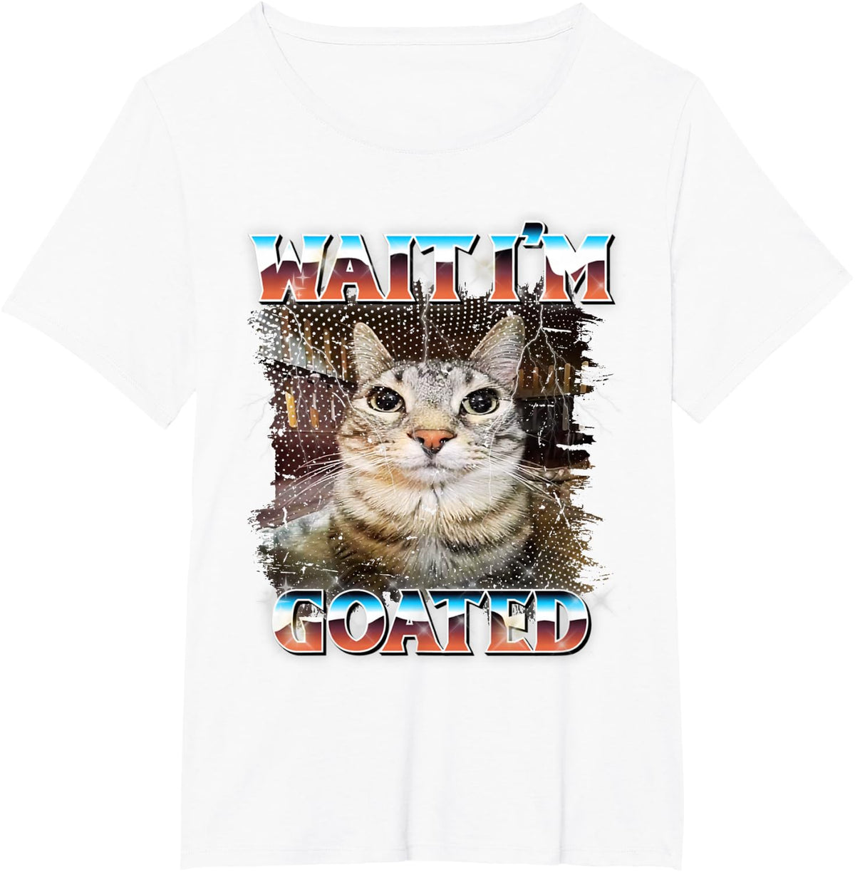 Wait I'm Goated Cat Silly Funny Cat Meme T-Shirt - White