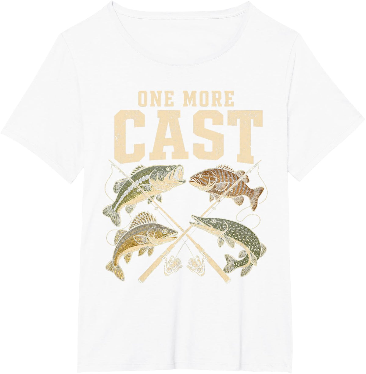 Fishing Lover One More Cast Bass Pike Trout Angler Fisherman T-Shirt - White