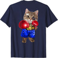 Boxer Tabby Cat Boxing Champion Fighter T-Shirt for Men Women Kids - Navy Blue