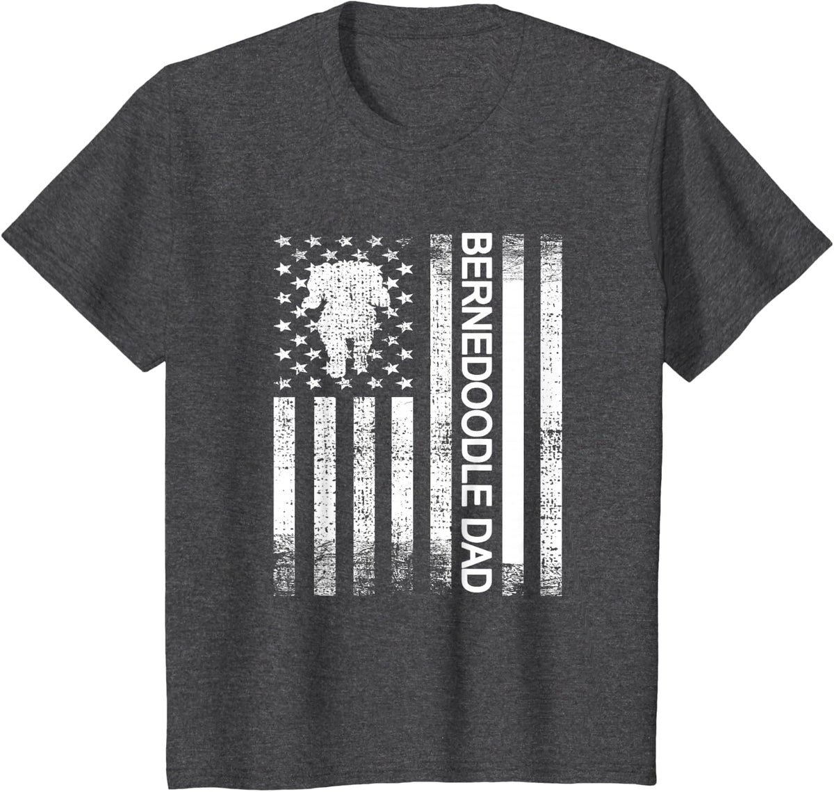 Bernedoodle Dad US Flag | Bernedoodle Dog Owner T-Shirt - Dark Heather Grey