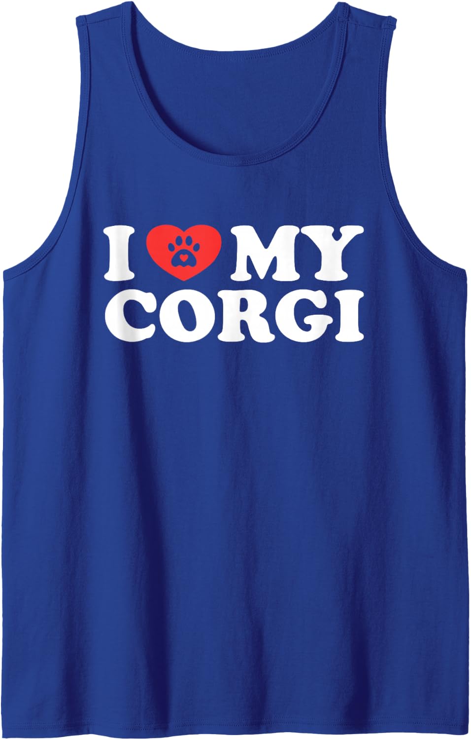 I Love My Corgi Dog Paw with Heart Sleeveless Tank Top - Royal Blue