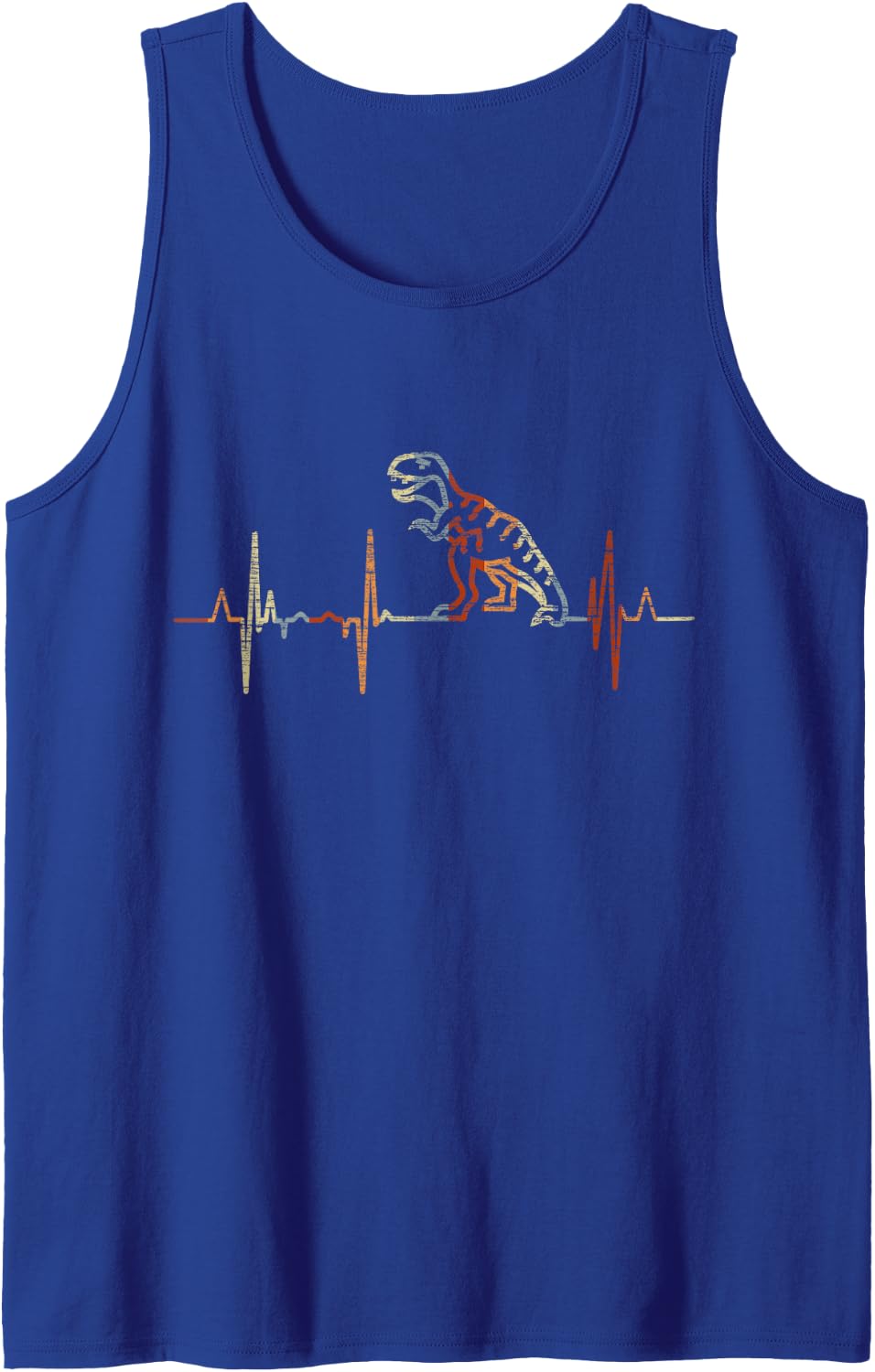 Dinosaurs Heartbeat Vintage ECG Cardiogram Retro Sleeveless Tank Top - Royal Blue