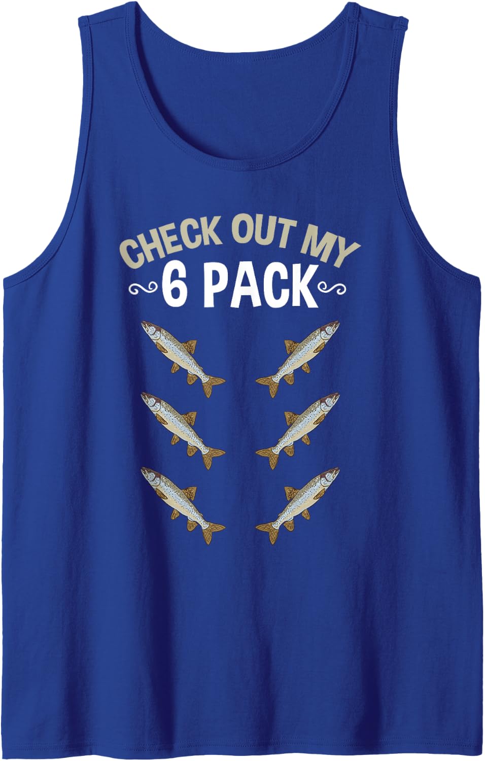 Check Out My Six Pack Trout Fishing Tank Top - Royal Blue