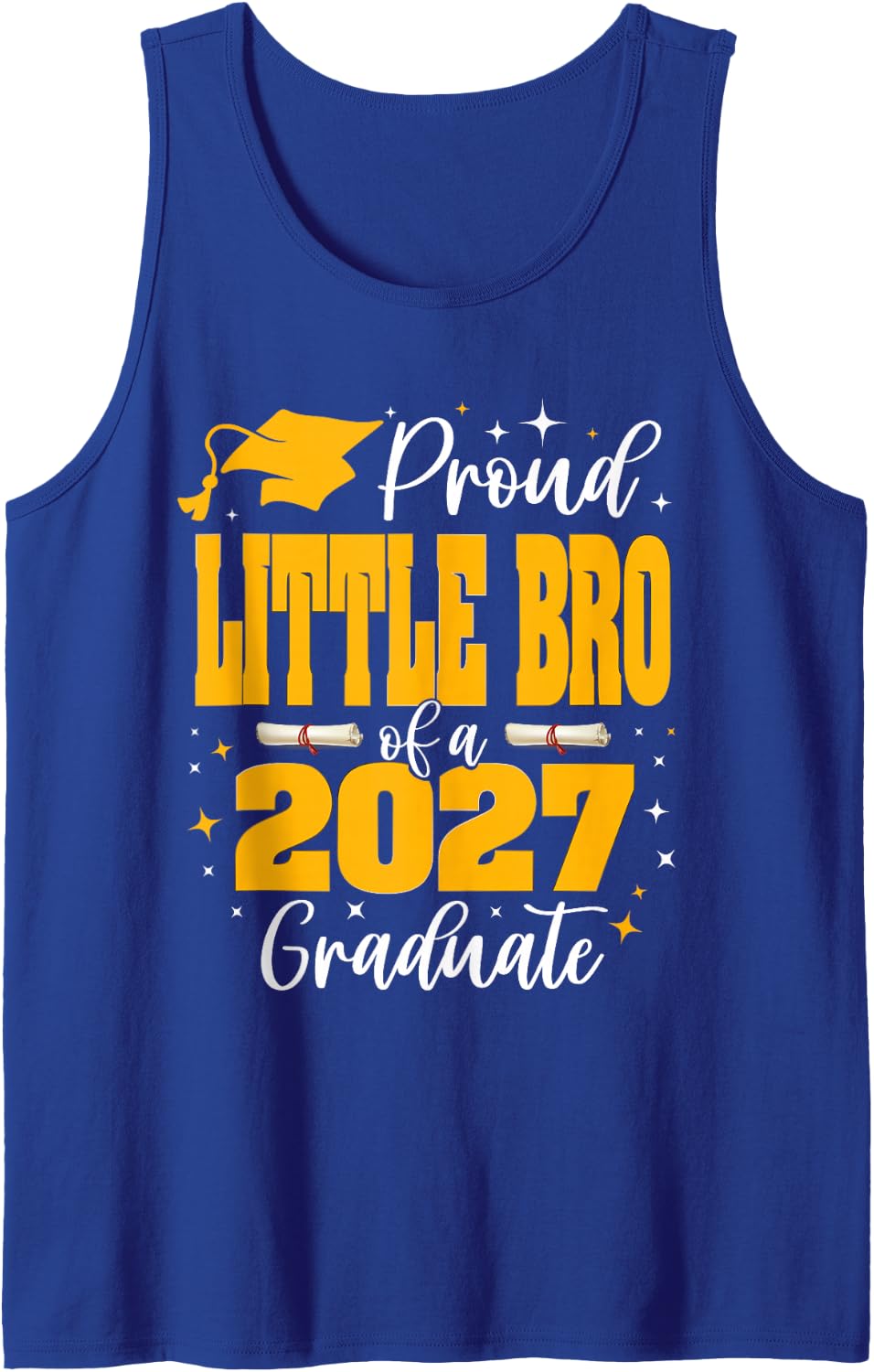 Proud Little-Bro of a Class of 2027 Graduate Graduation Sleeveless Tank Top - Royal Blue