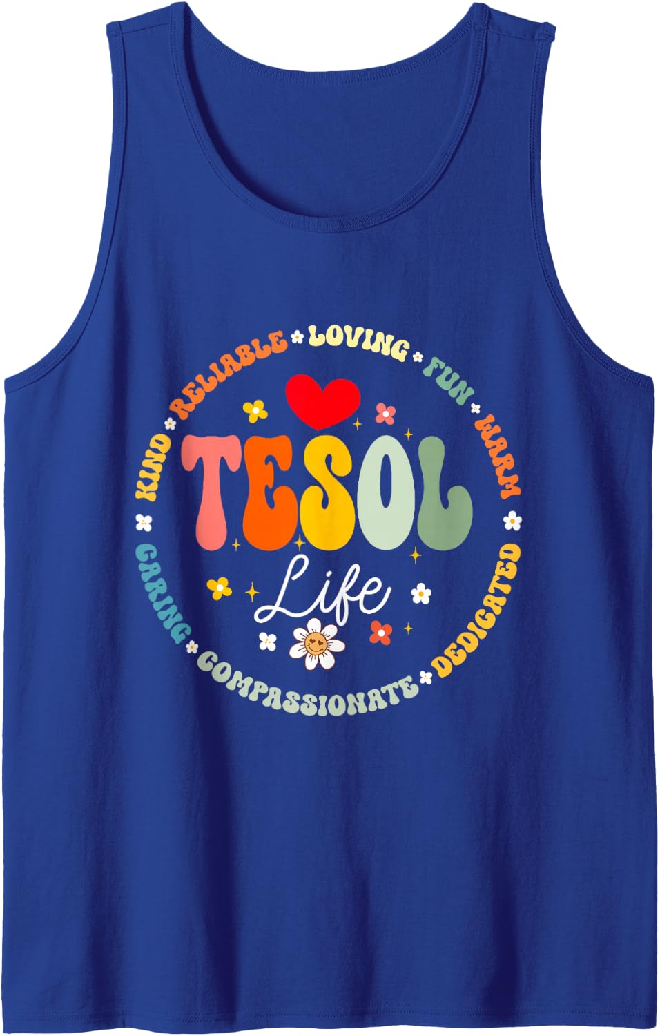 Groovy TESOL Crew Teachers and Students Back to School Tank Top - Royal Blue