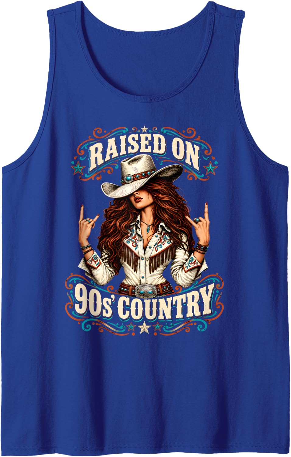 Western Cowgirl Mama Boho Raised On 90s Country Women Sleeveless Tank Top - Royal Blue