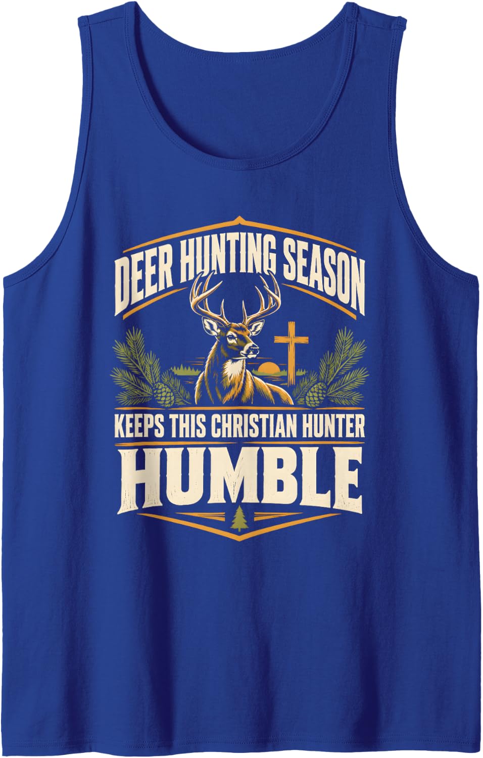 Christ Jesus God Bible Believer Faith Christian Deer Hunter Sleeveless Tank Top - Royal Blue
