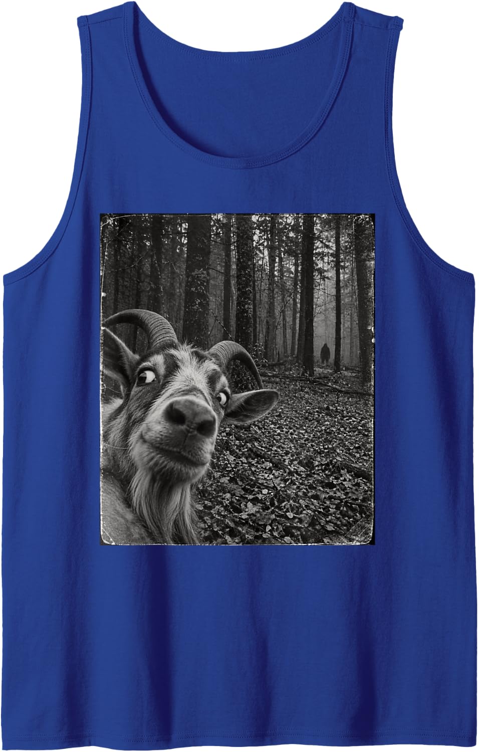 Funny Bigfoot Running After Goat Selfie Animal Sleeveless Tank Top - Royal Blue