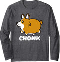 Chonk Corgi Dog Long Sleeve T-Shirt - Adult Unisex Dark Heather Grey