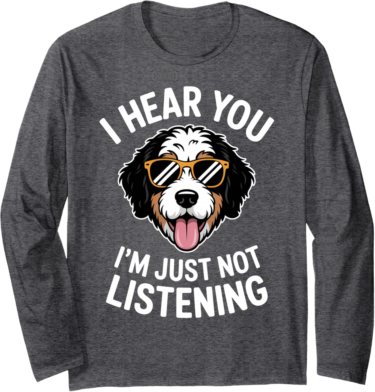 Bernedoodle Funny Bernedoodle Long Sleeve T-Shirt - Adult Unisex Dark Heather Grey