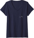 Women's Goat Heartbeat Minimalist Farm Animal Design V-Neck T-Shirt - Navy Blue