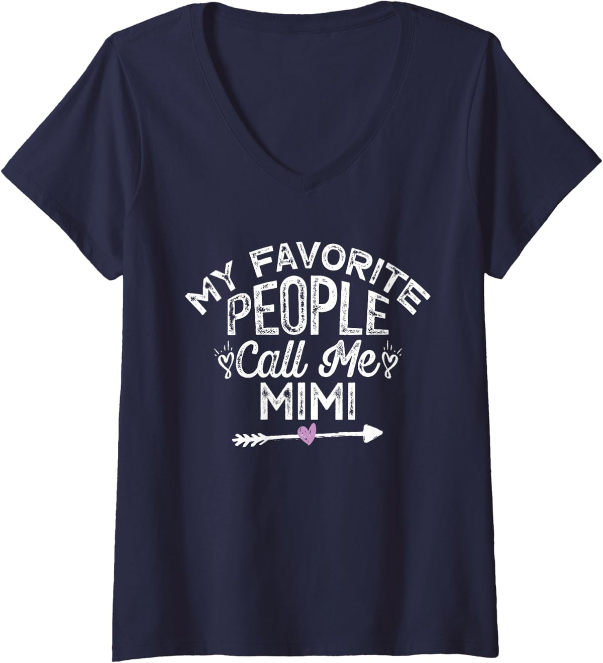 Women's My Favorite People Call Me Mimi V-Neck T-Shirt - Navy Blue