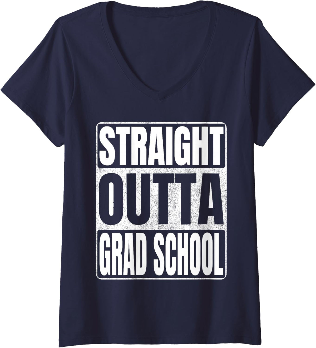 Women's Straight Outta Grad School Graduate Class 2026 Grad School V-Neck T-Shirt - Navy Blue