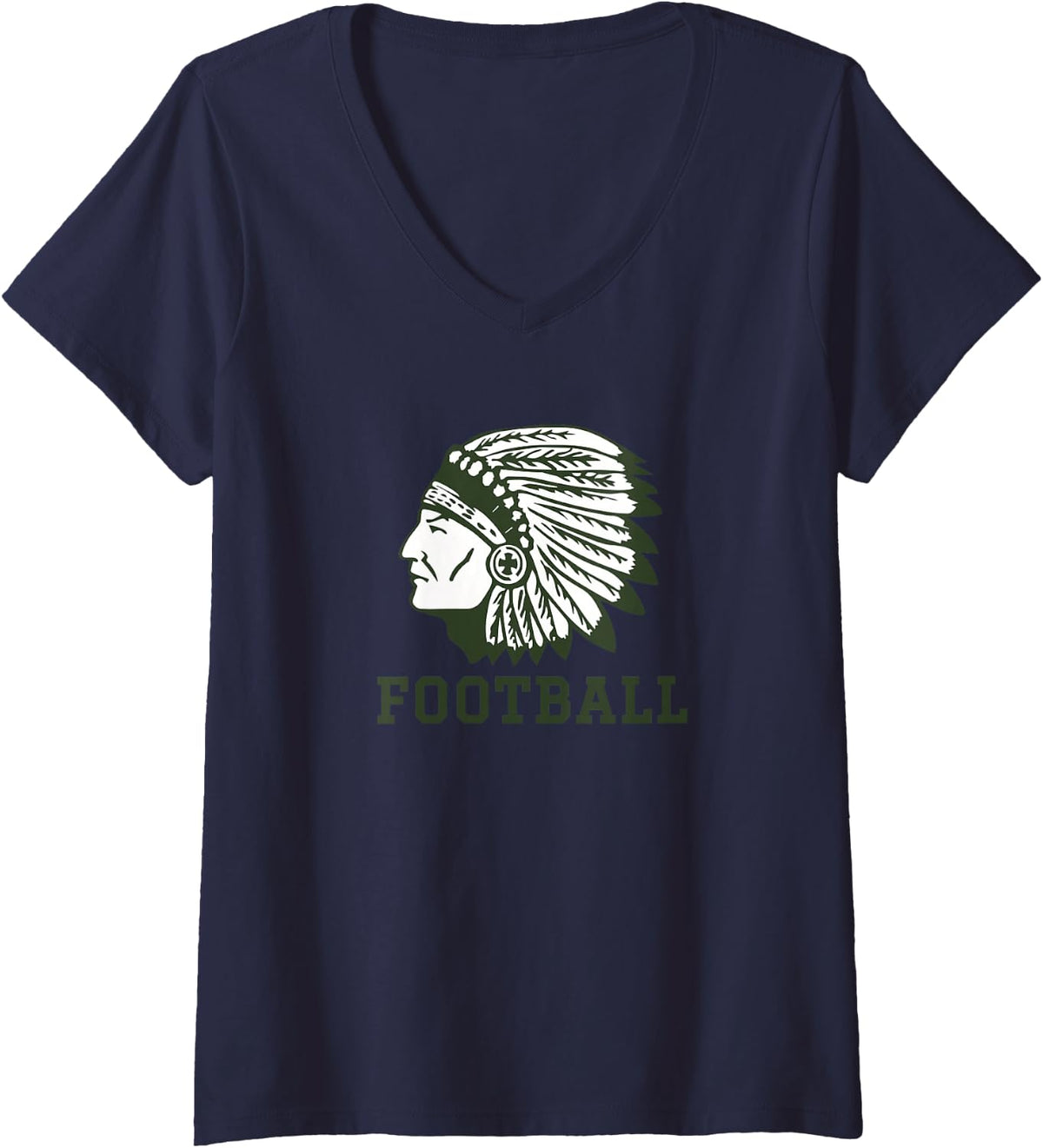 Women's Wyandanch Memorial Warriors Football V-Neck T-Shirt - Navy Blue