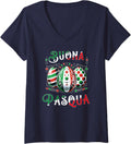 Womens Buona Pasqua Italian Happy Easter Egg For Kids Men Women V-Neck T-Shirt - Navy Blue
