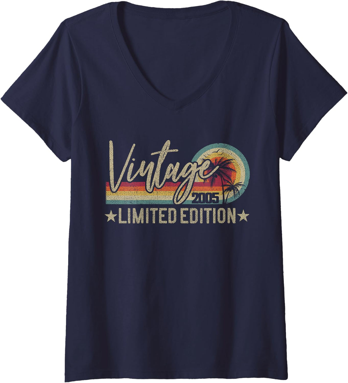 Women's Vintage 2005 21st Birthday Funny Retro - Classic V-Neck T-Shirt - Navy Blue