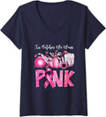 Women's in October We Wear Pink Tooth Dental Leopard Breast Cancer V-Neck T-Shirt - Navy Blue