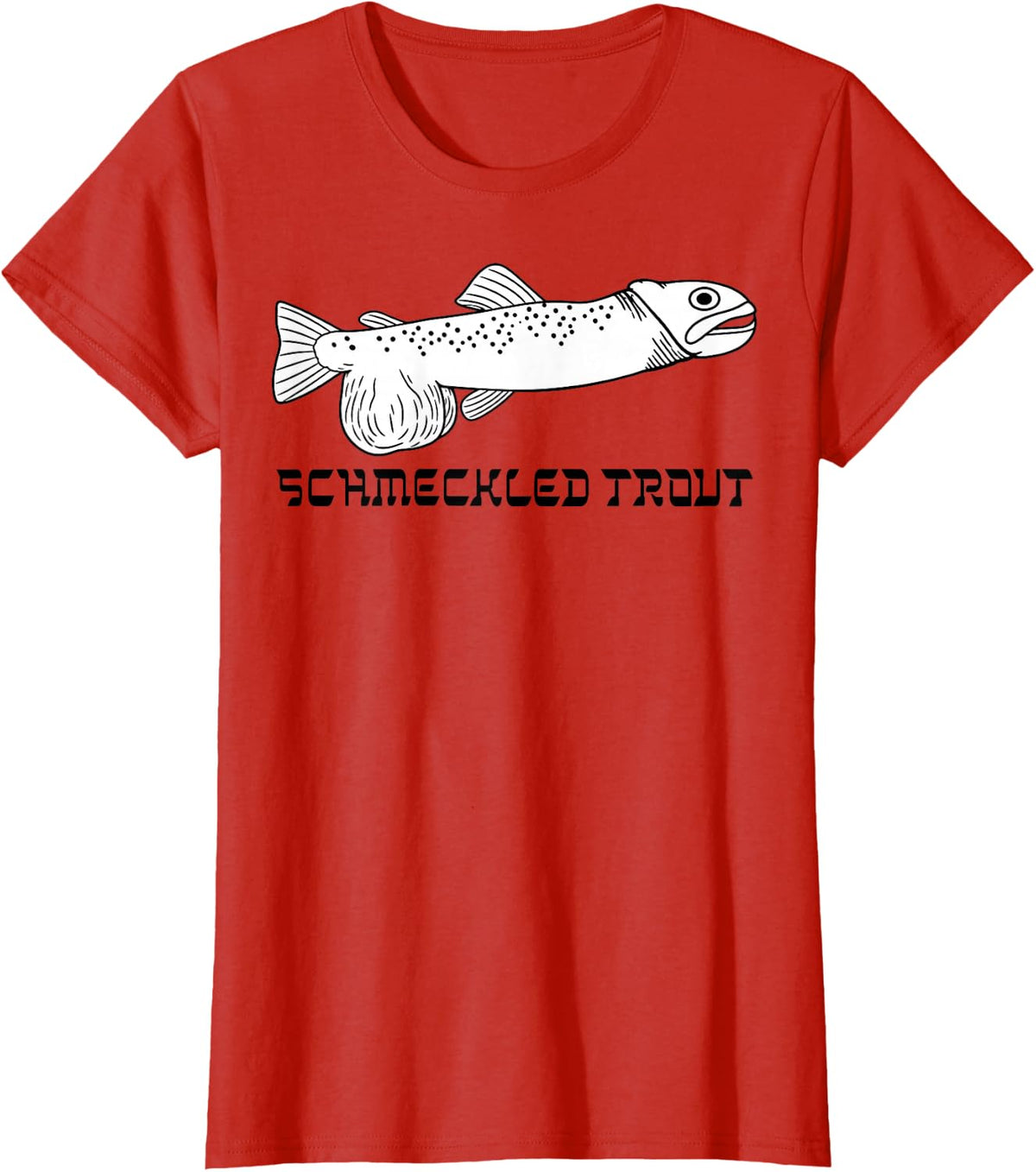 Fish Illustration Funny Novelty T-Shirt - Red