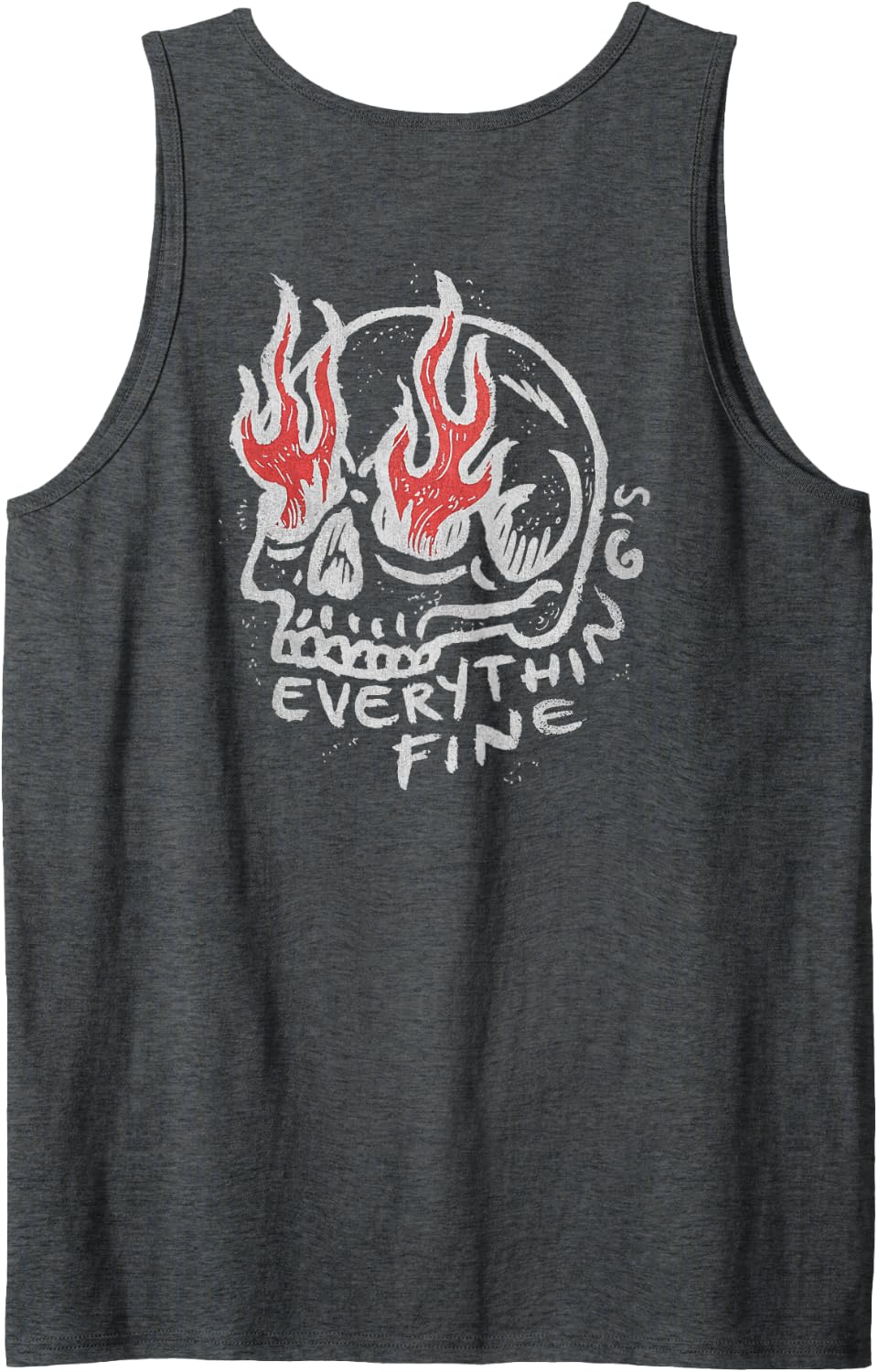 Back Print Vintage Y2K Streetwear Fashion Women Men Skull Tank Top - Dark Heather Grey