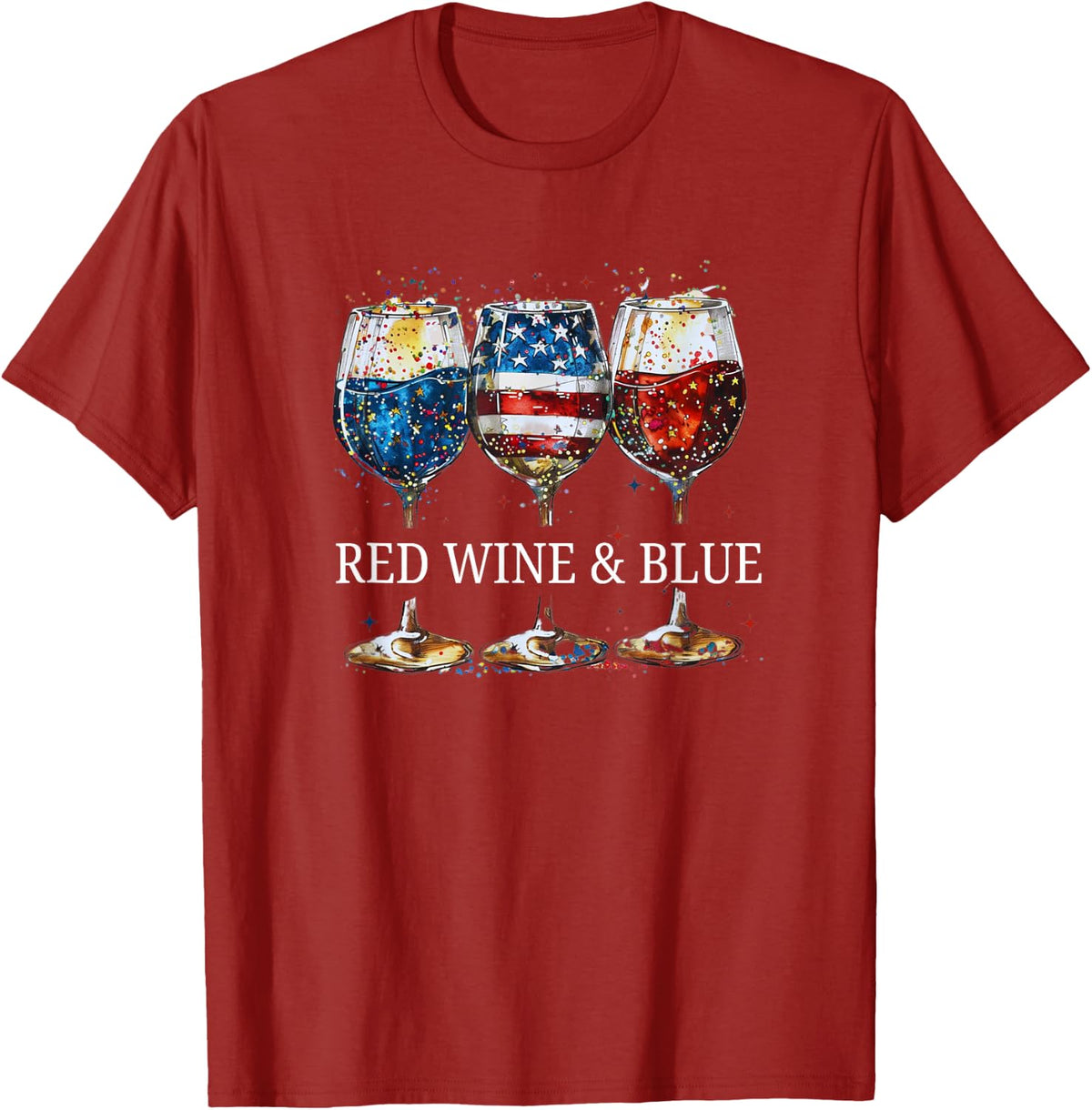 Patriotic Red White Blue American Flag 4th July Wine Glass T-Shirt - Cranberry Red