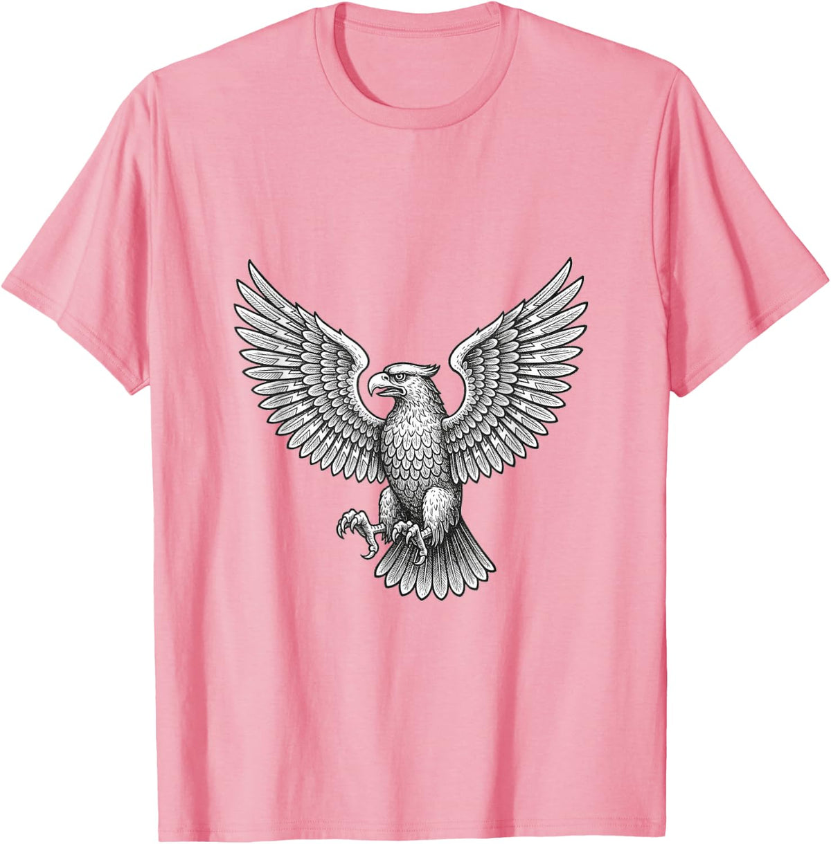 Thunderbird Soaring Storm Raptor Bird Art Graphic T-Shirt - Pink