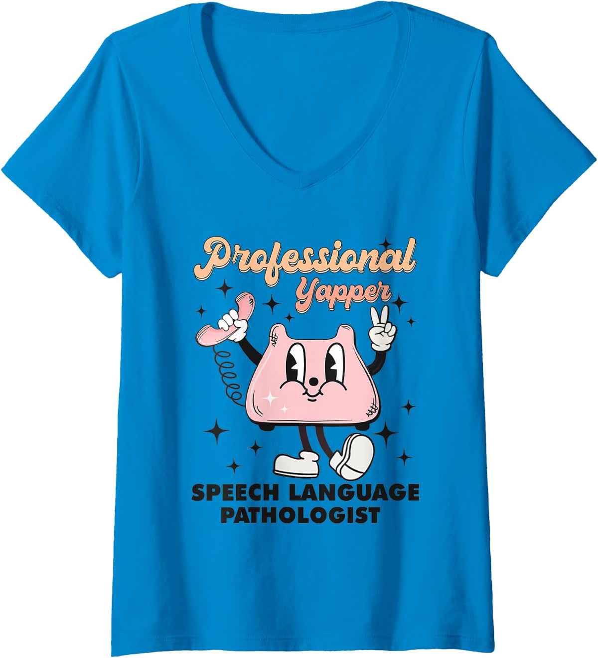 Women's Funny Professional Yapper SLP Speech Language Pathologist V-Neck T-Shirt - Sapphire Blue