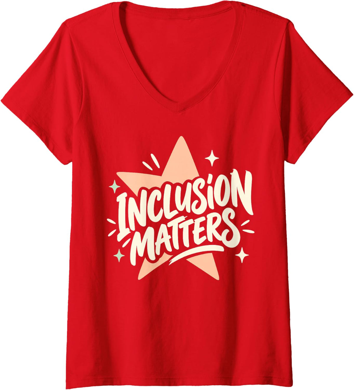 Women's Retro Inclusion Matters Supportive Kindness V-Neck T-Shirt - Red