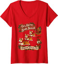 Women's Pembroke Welsh Corgi Dog Funny Christmas Parachute V-Neck T-Shirt - Red