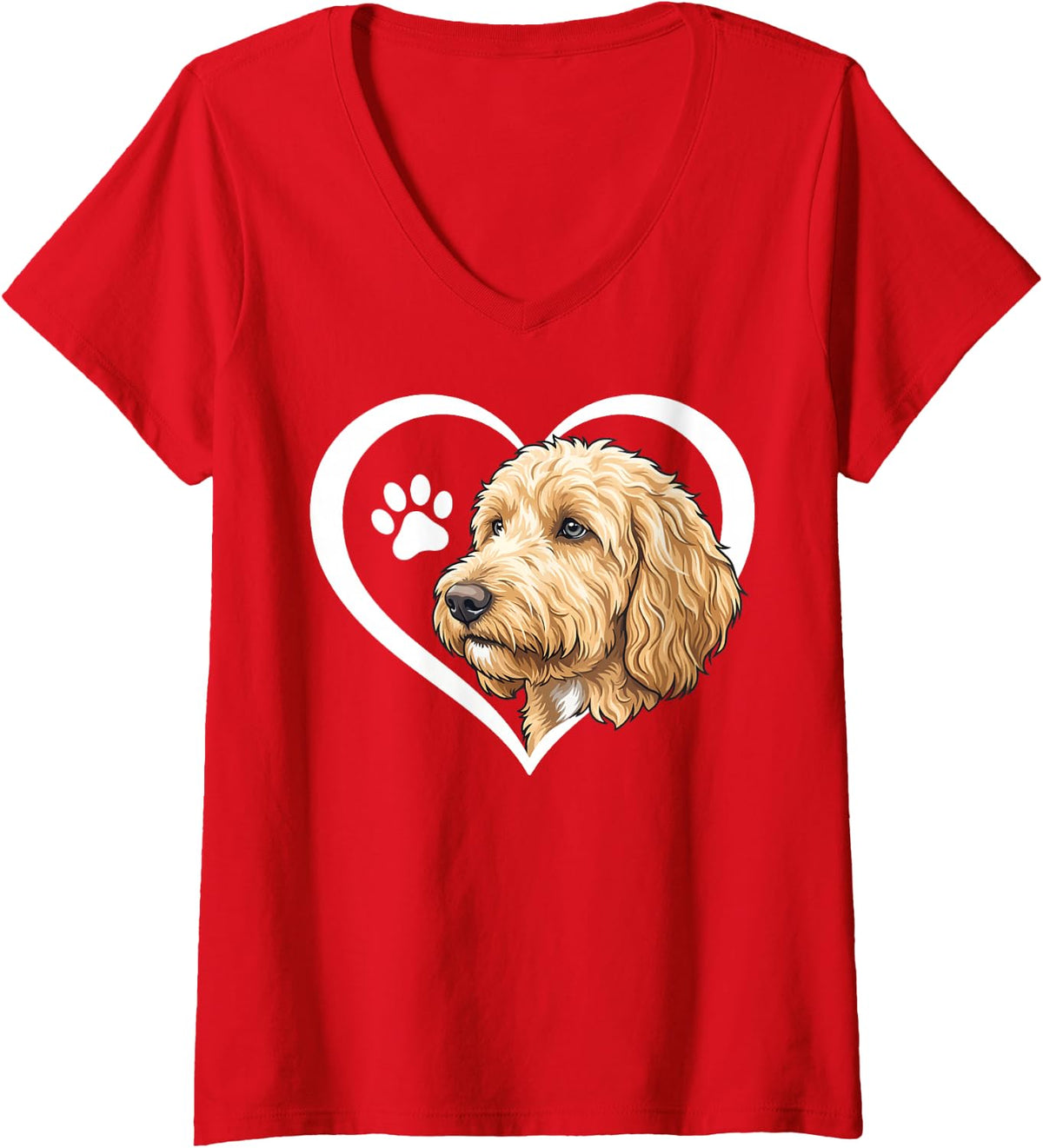 Women's Goldendoodle Heart V-Neck T-Shirt - Red