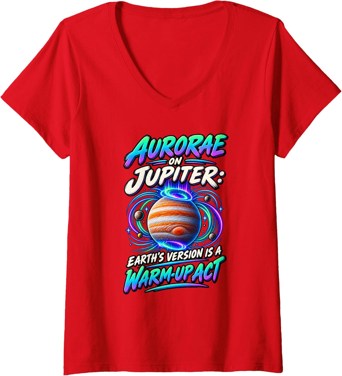 Women's Jupiter Science Teachers Astronomy Shirt V-Neck T-Shirt - Red