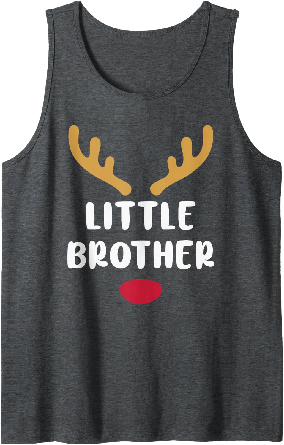 Jolly Little Brother Reindeer Antlers Xmas Matching Family Sleeveless Tank Top - Dark Heather Grey