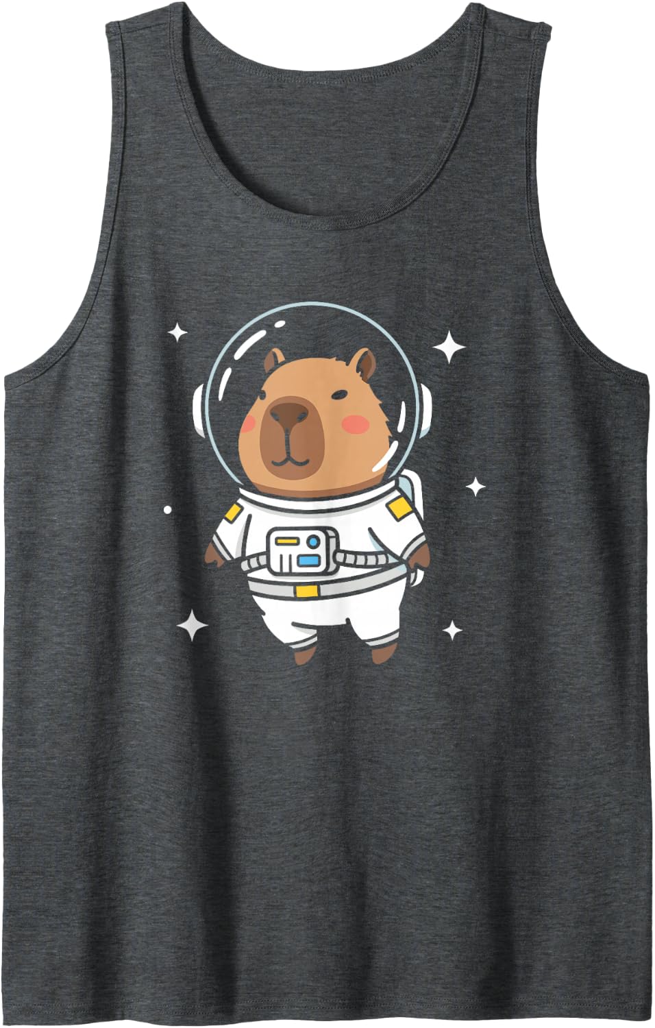 Cute Capybara Astronaut Funny Space Science Sleeveless Tank Top - Dark Heather Grey