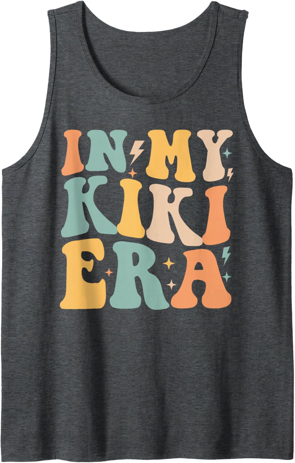 Retro Groovy In My Kiki Era Mother's Day Tank Top - Dark Heather Grey