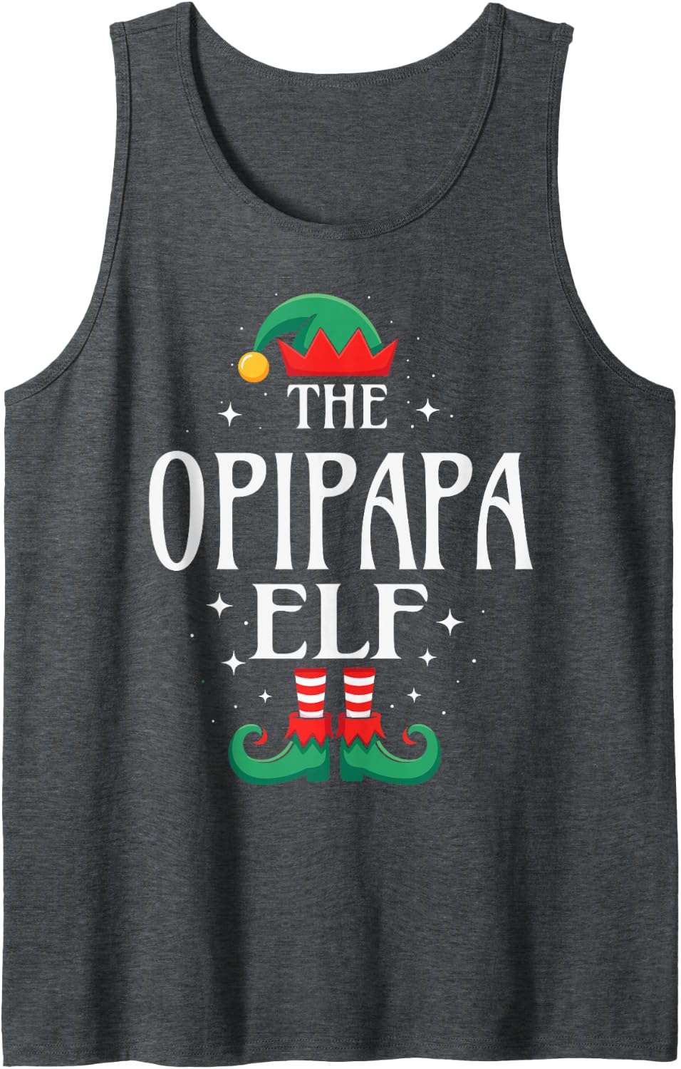 The Opipapa Elf Funny Christmas Grandpa Matching Family Sleeveless Tank Top - Dark Heather Grey